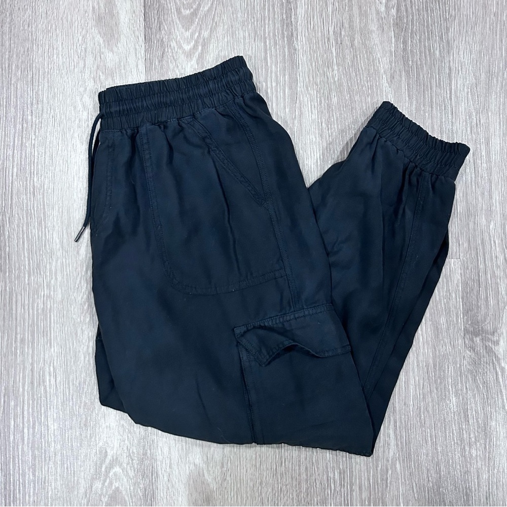 Garage Black Cargo Pants Relaxed Fit Elastic Waist